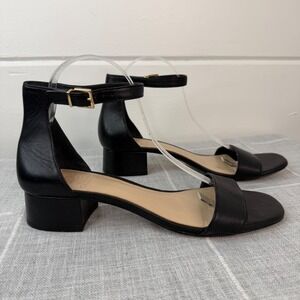 Vince Camuto Sasseta Sandal Block Heel Size 10 Black Leather Minimalist